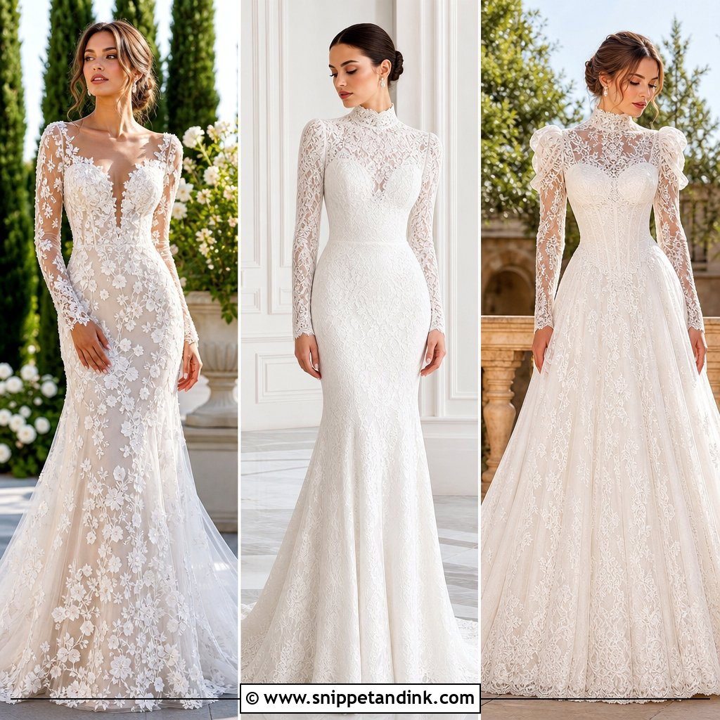 20 Fairytale Wedding Dress Long Sleeve Ideas for Winter Brides