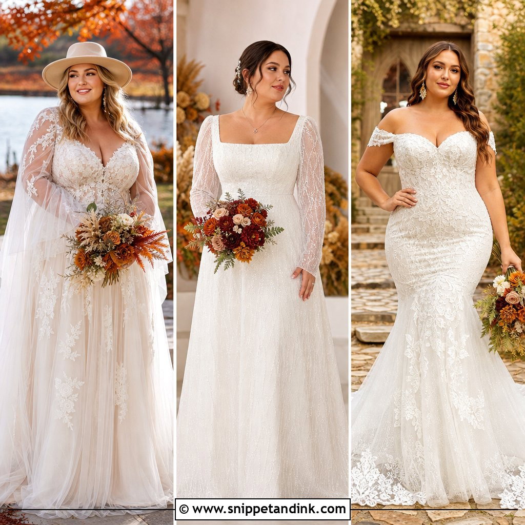 20 Fall Wedding Dress Plus Size Ideas: Flattering Autumn Styles