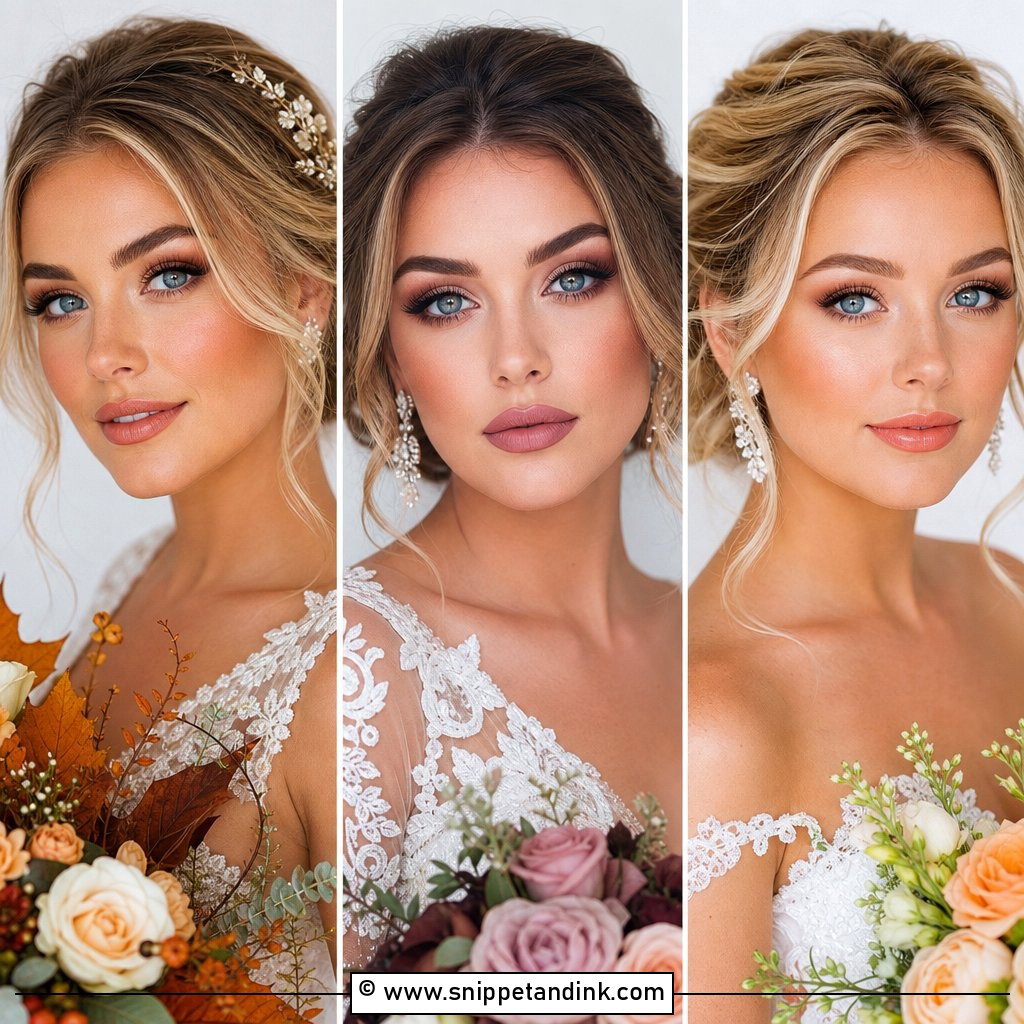 20 Fall Wedding Makeup for Bride Blue Eyes Soft Glam