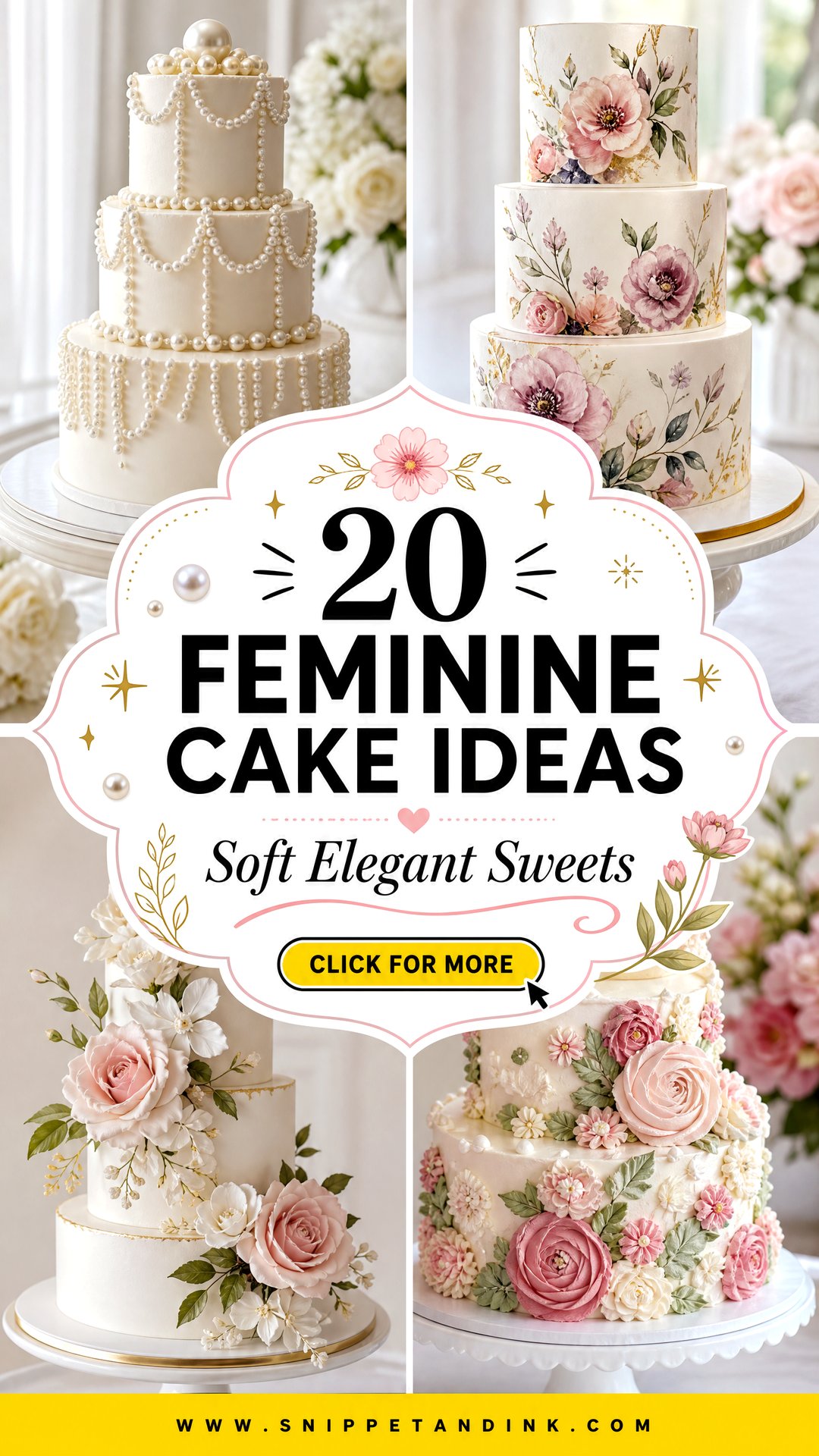 20 Feminine Cake Ideas for Wedding Day Elegance - 20 Feminine Cake Ideas for Wedding Day Elegance