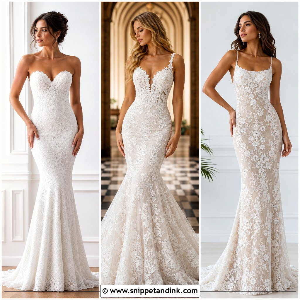 20 Fitted Lace Gown Styles for Elegant Wedding Guest Looks