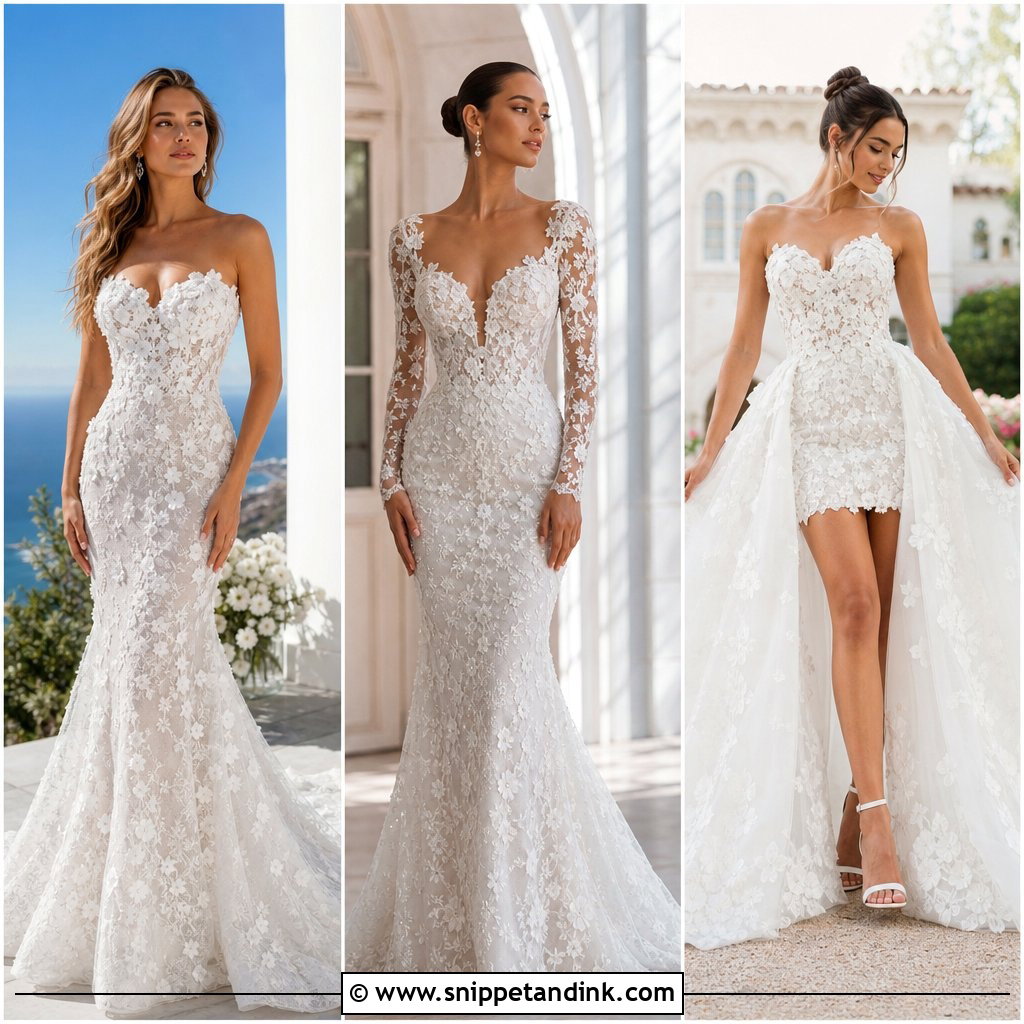 20 Floral Applique Wedding Dress Ideas for Romantic Brides