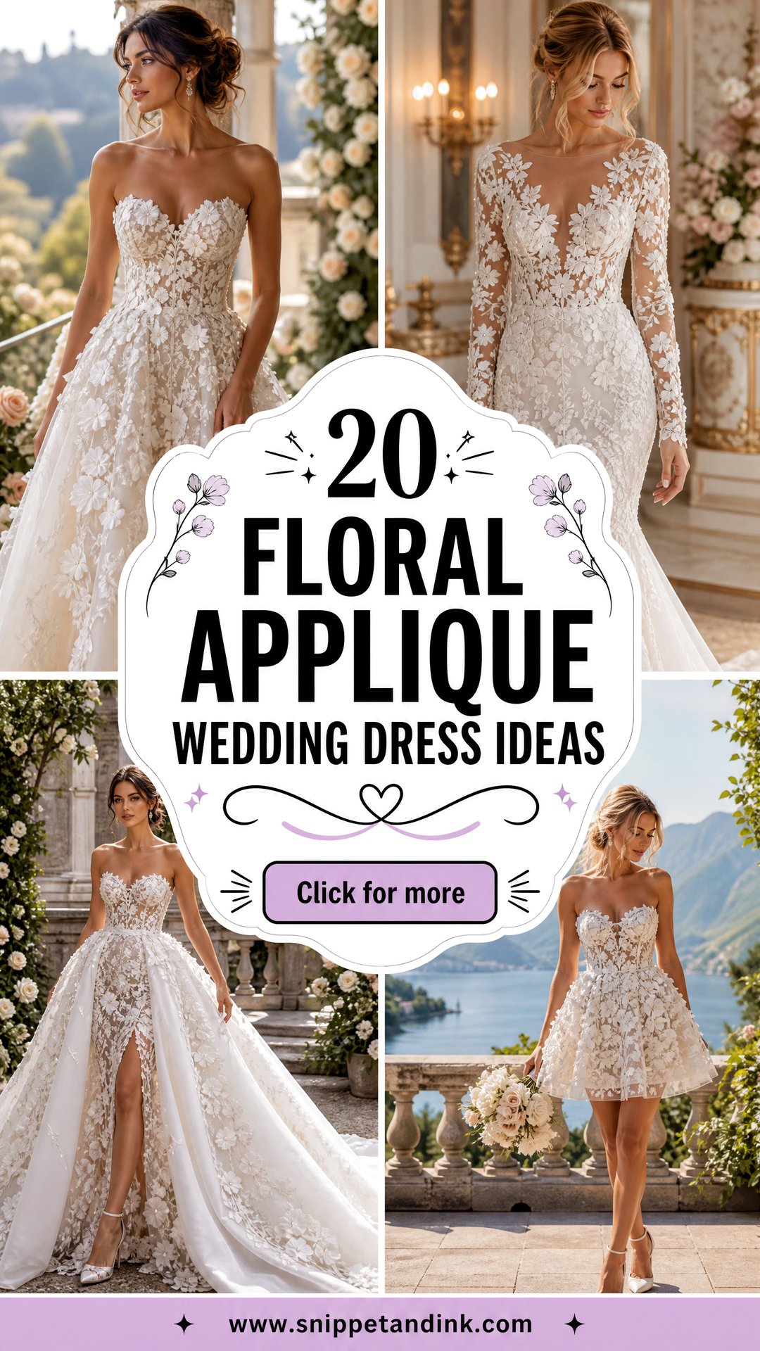 20 Floral Applique Wedding Dress Ideas for Romantic Brides - 20 Floral Applique Wedding Dress Ideas for Romantic Brides