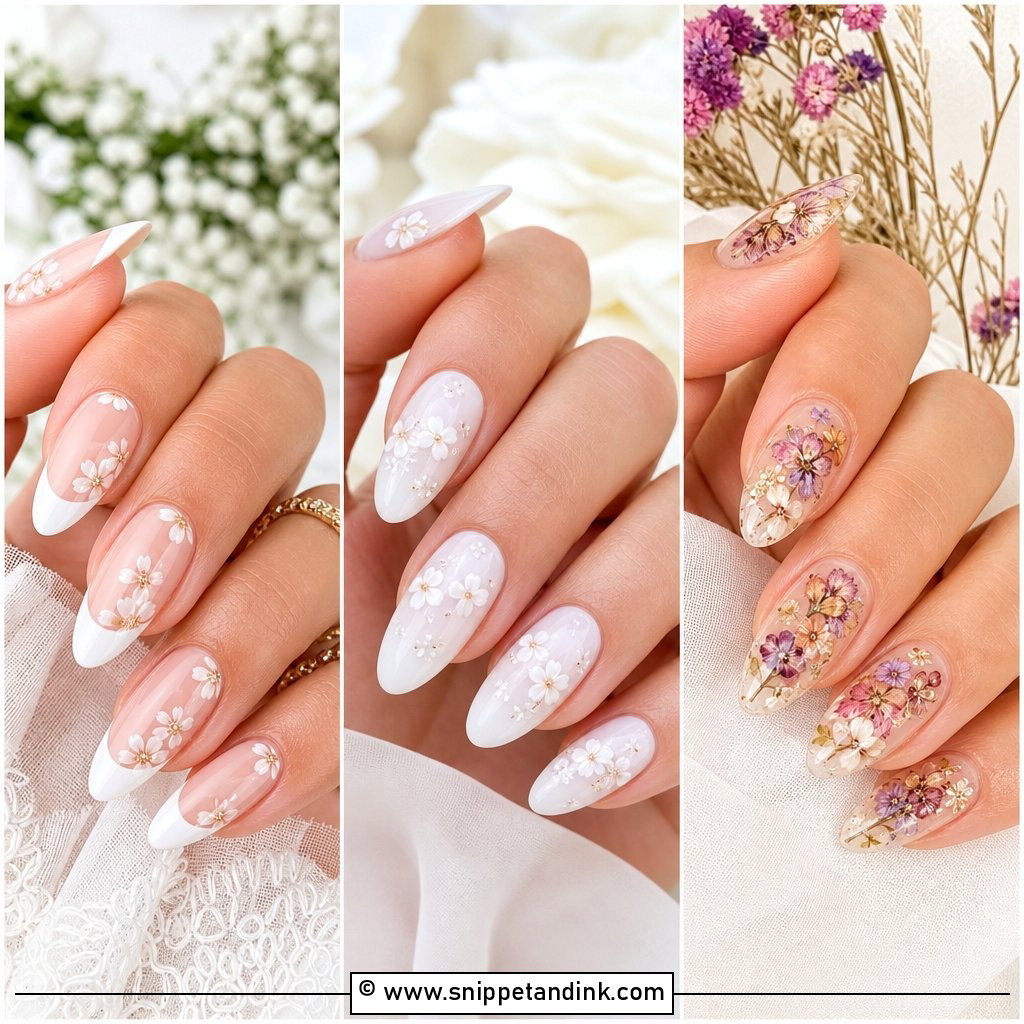 20 Floral Bridal Nails for a Romantic Wedding Look