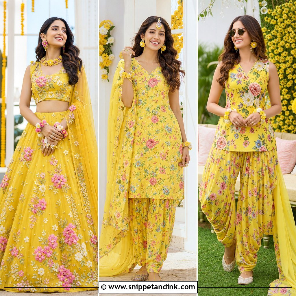 20 Floral Haldi Outfit Ideas for a Joyful Summer Bridal Look