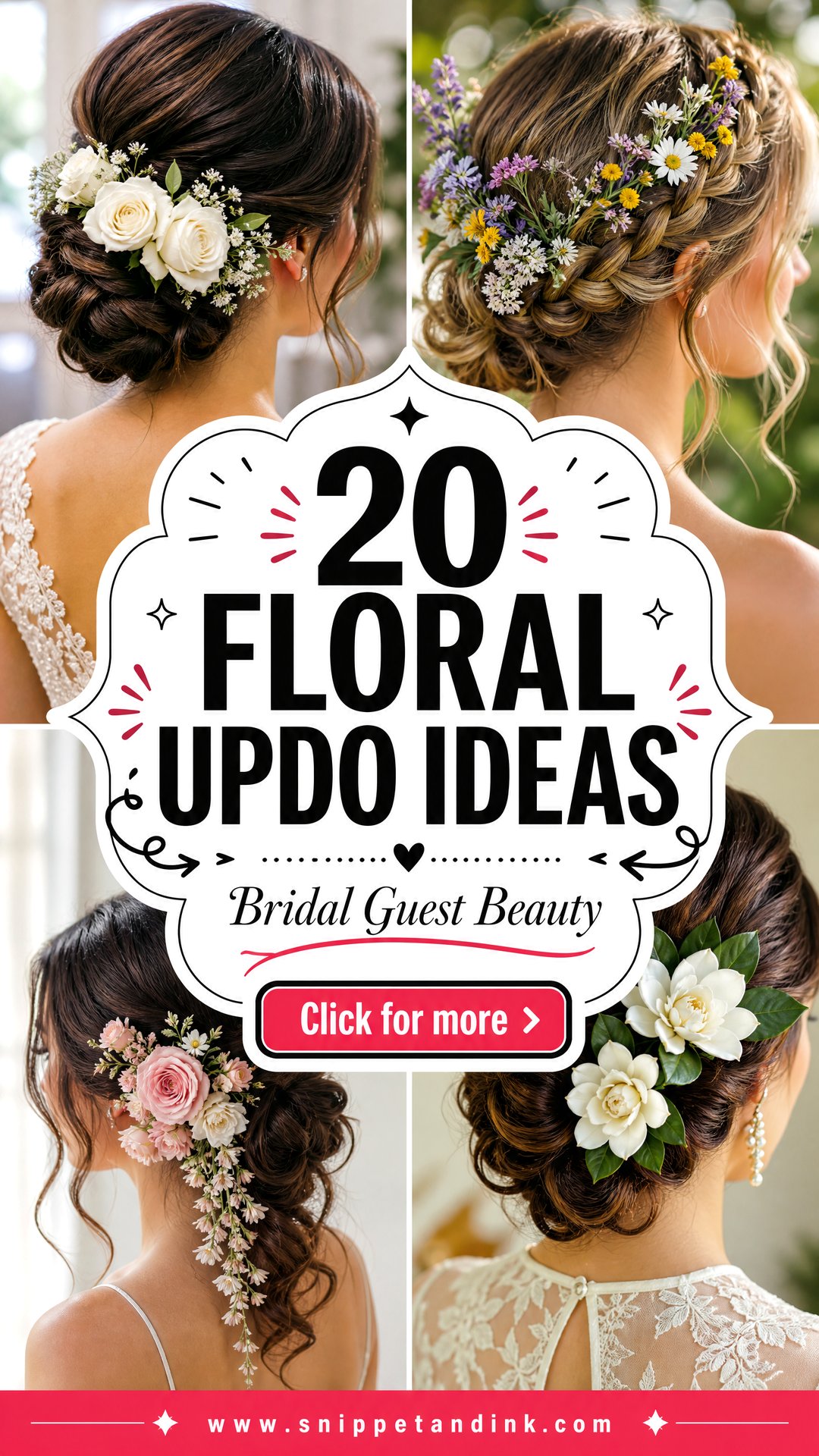 20 Floral Updo Ideas for Brides and Wedding Guests - 20 Floral Updo Ideas for Brides and Wedding Guests