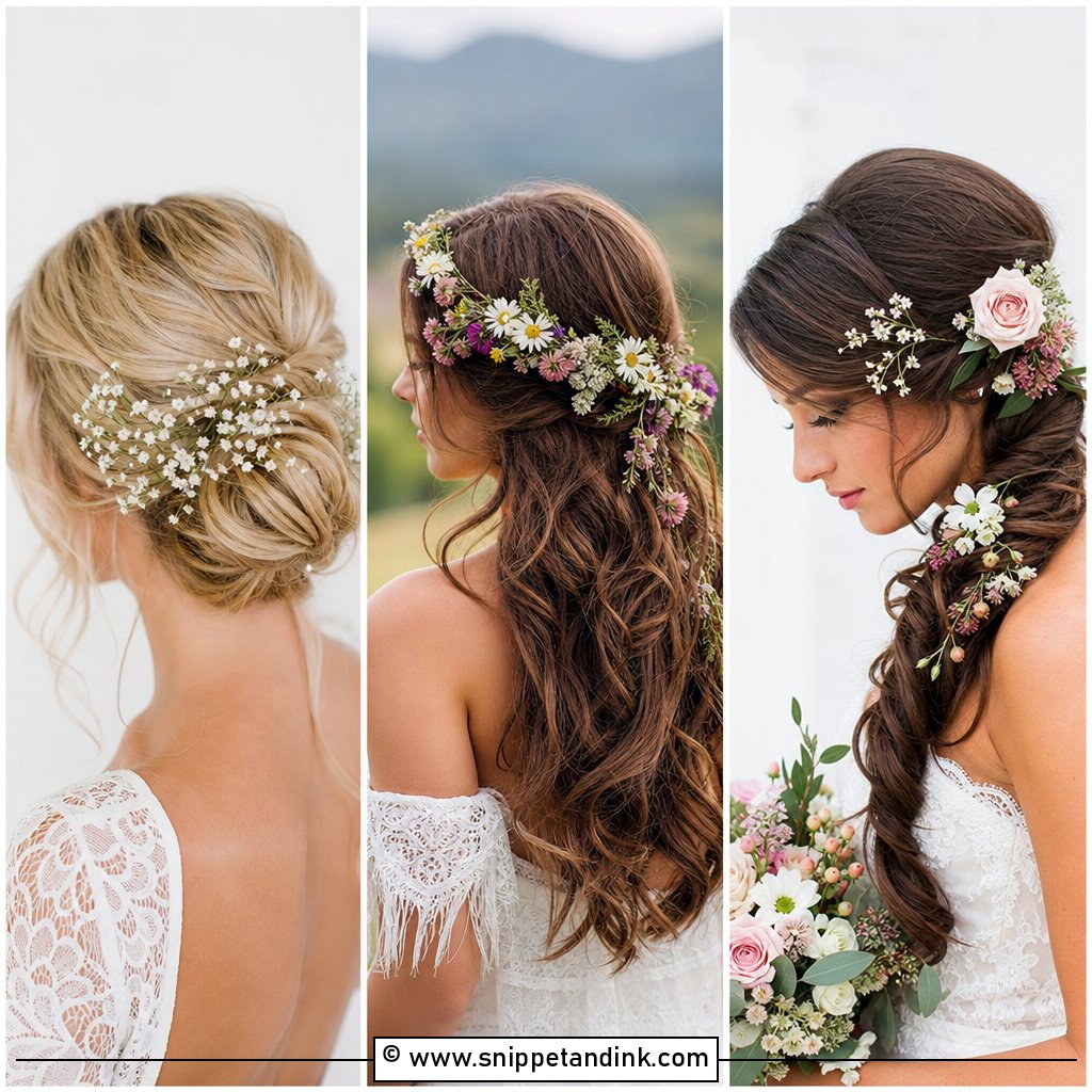 20 Flower Bridal Hair Decorations Ideas for Romantic Looks