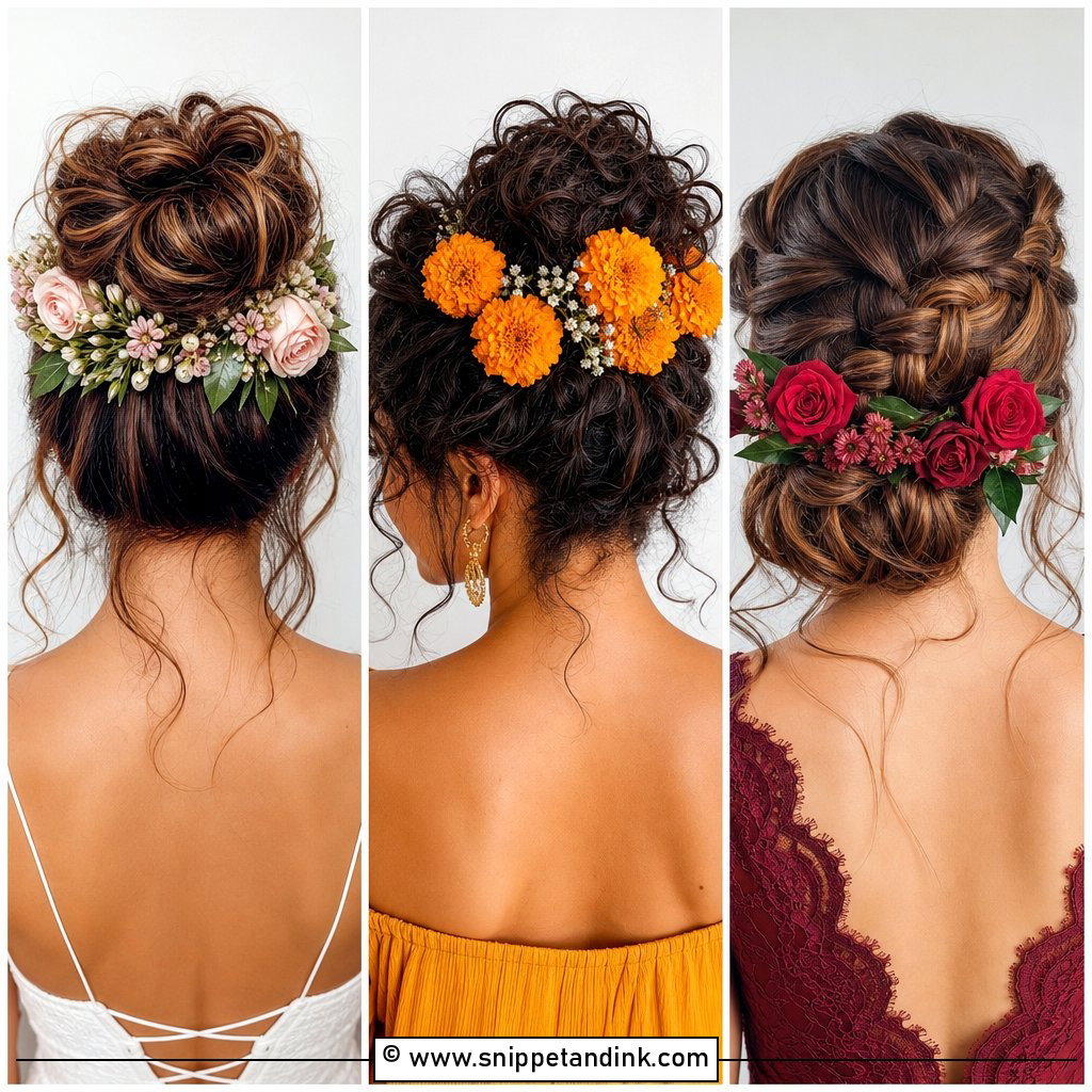 20 Flower Bun Hairstyle Wedding Bride Ideas for Romance