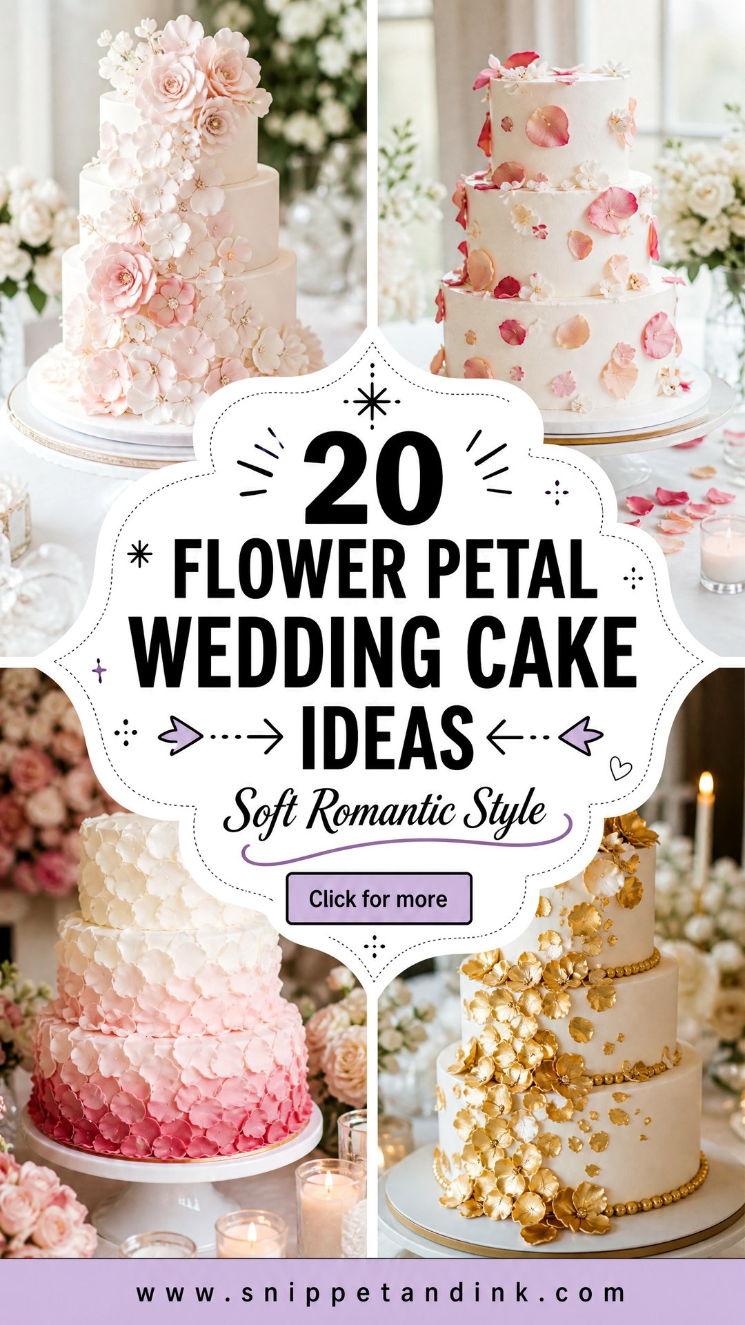 20 Flower Petal Wedding Cake Ideas for Soft Romantic Style - 20 Flower Petal Wedding Cake Ideas for Soft Romantic Style