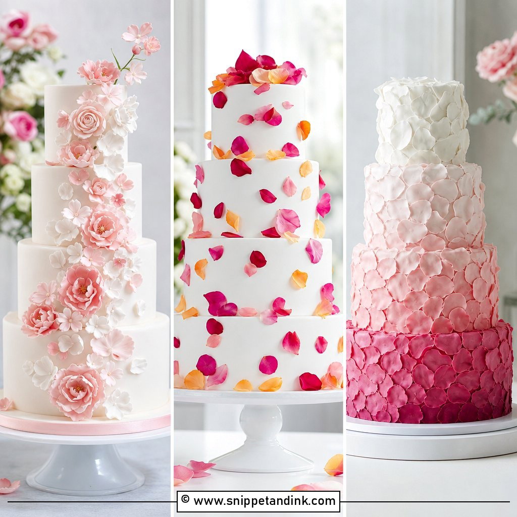 20 Flower Petal Wedding Cake Ideas for Soft Romantic Style