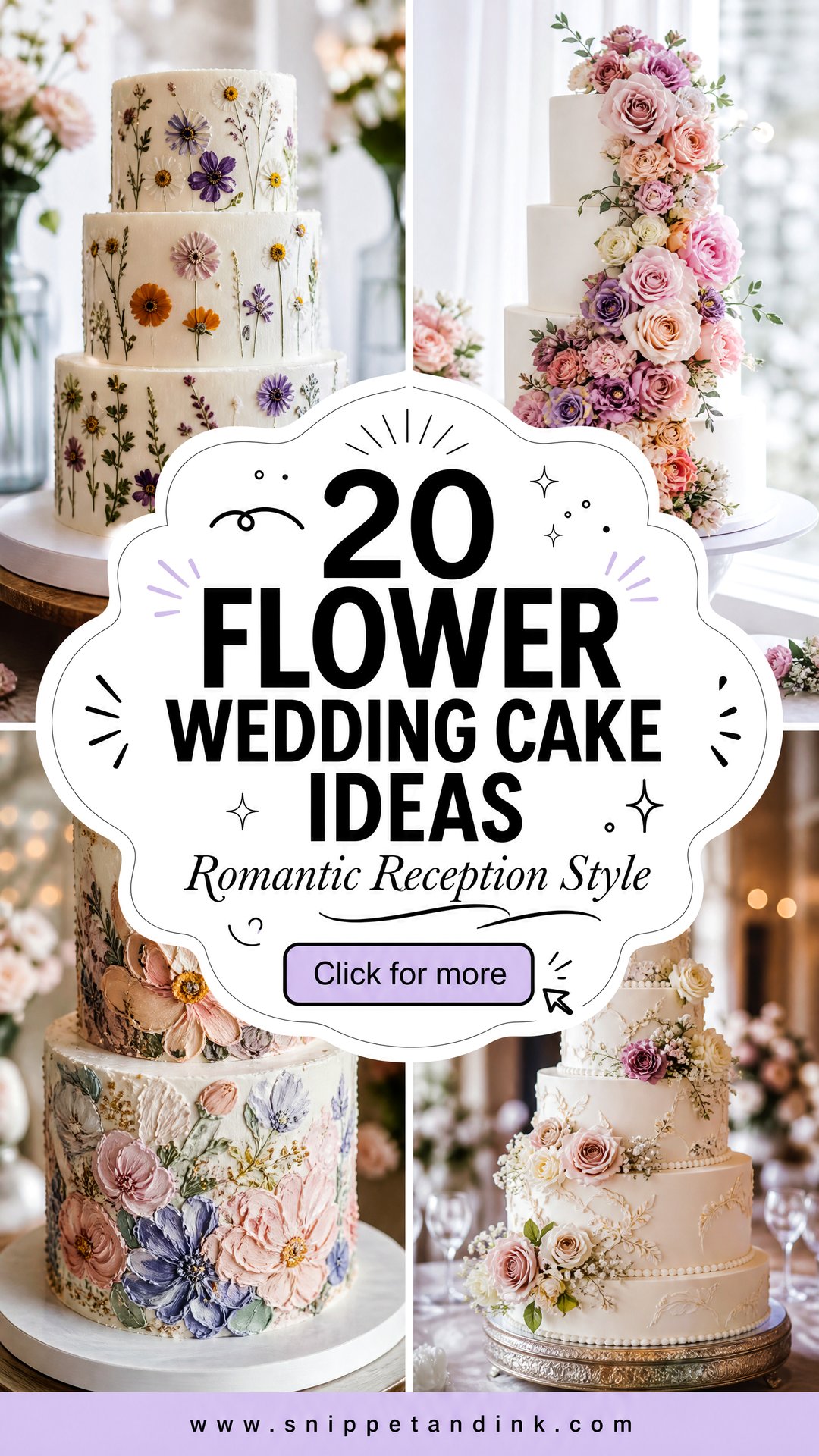 20 Flower Wedding Cake Ideas for Romantic Reception Style - 20 Flower Wedding Cake Ideas for Romantic Reception Style