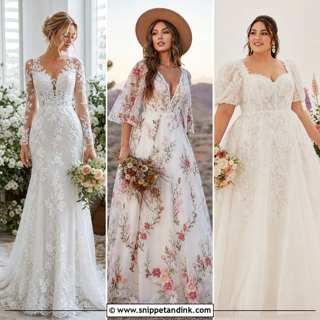 20 Flower Wedding Dresses: Romantic Styles for Modern Brides