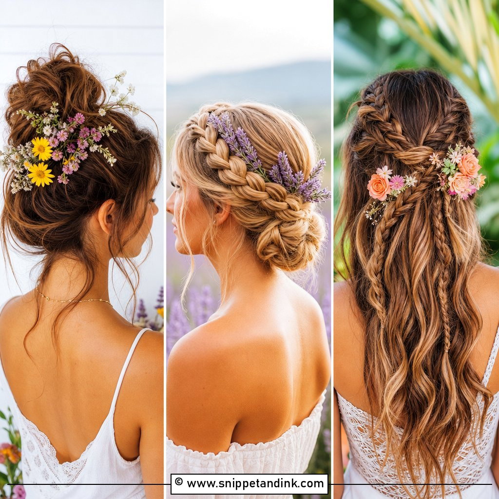 20 Flower Wedding Hairstyles for Romantic Bridal Looks