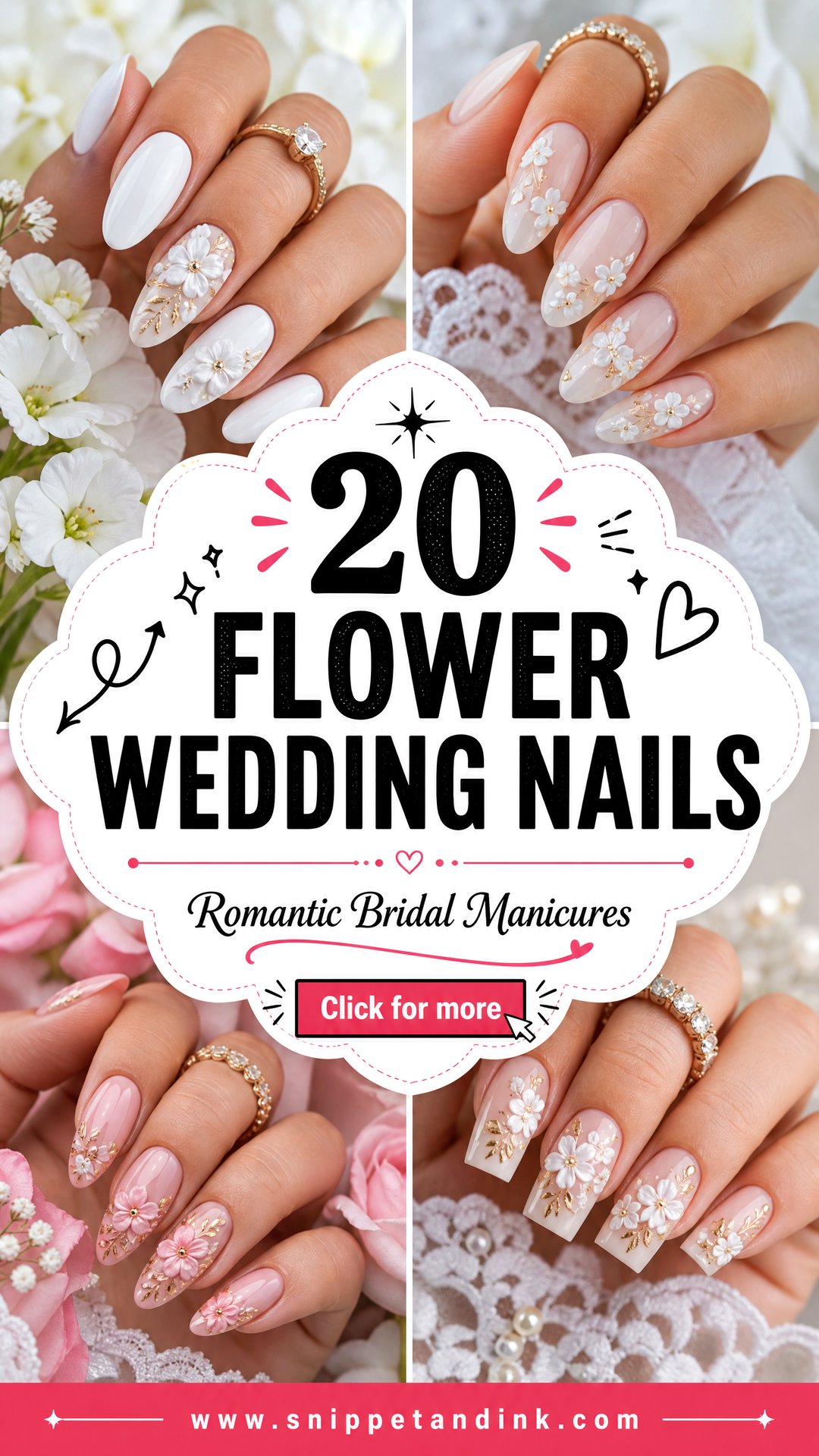 20 Flower Wedding Nails for Romantic Bridal Manicures - 20 Flower Wedding Nails for Romantic Bridal Manicures