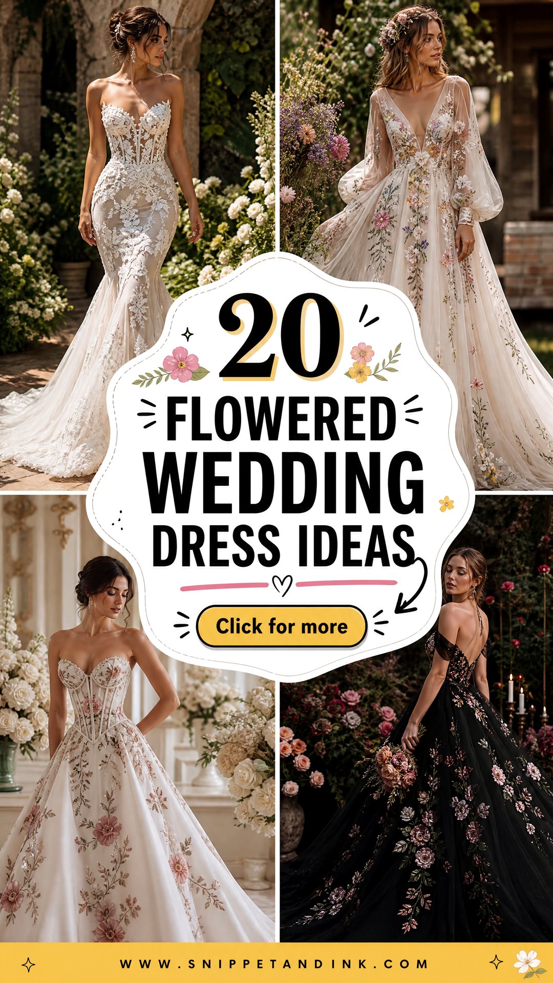 20 Flowered Wedding Dress Ideas Whimsical Styles for Brides - 20 Flowered Wedding Dress Ideas: Whimsical Styles for Brides