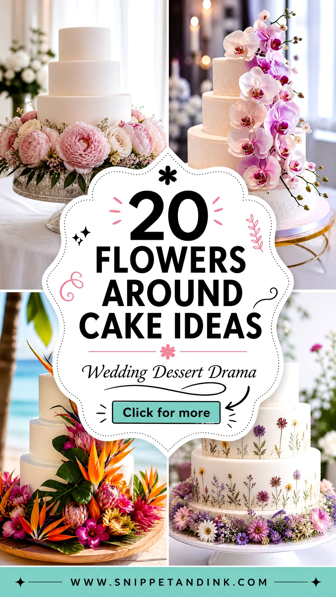20 Flowers Around Cake Ideas for Wedding Dessert Drama - 20 Flowers Around Cake Ideas for Wedding Dessert Drama