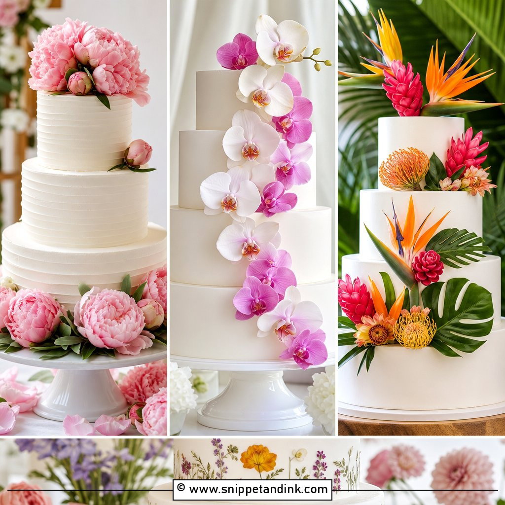 20 Flowers Around Cake Ideas for Wedding Dessert Drama