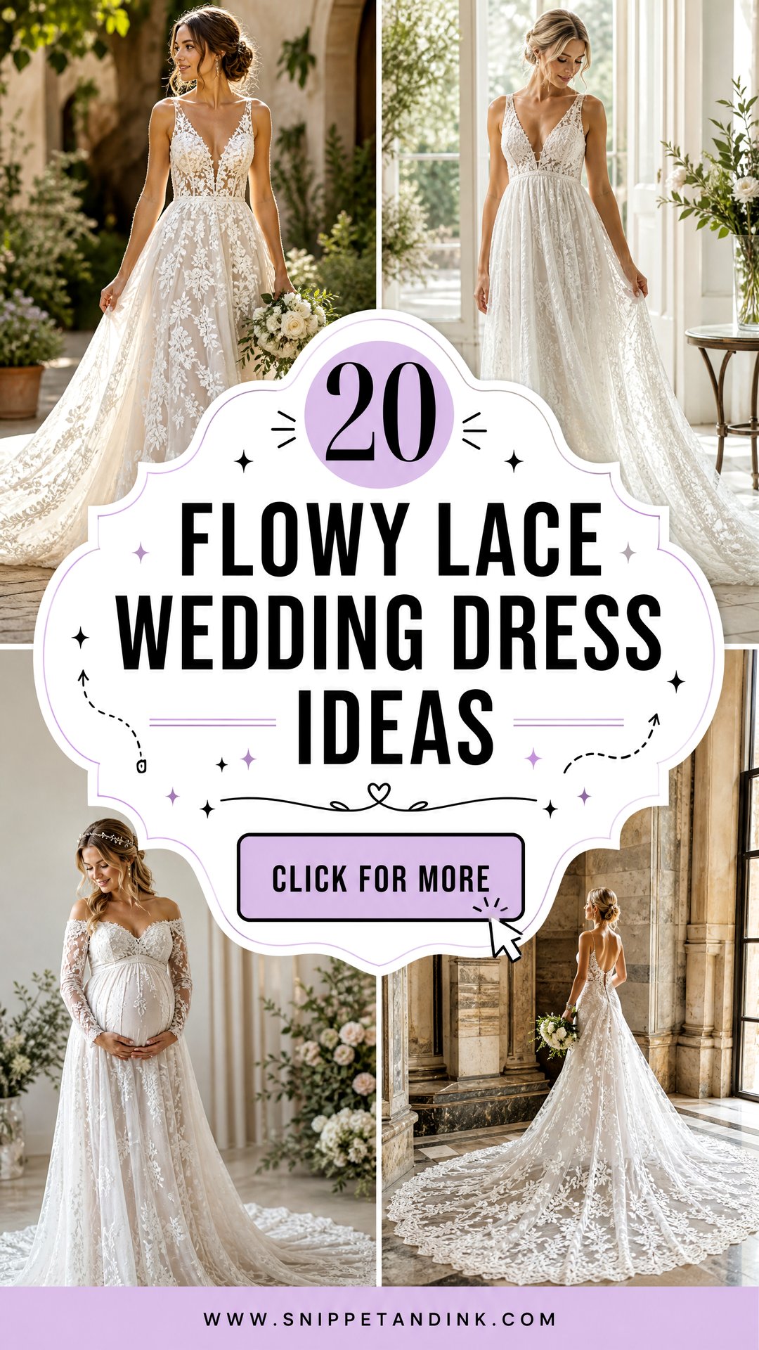 20 Flowy Lace Wedding Dress Ideas for Dreamy Modern Brides - 20 Flowy Lace Wedding Dress Ideas for Dreamy Modern Brides