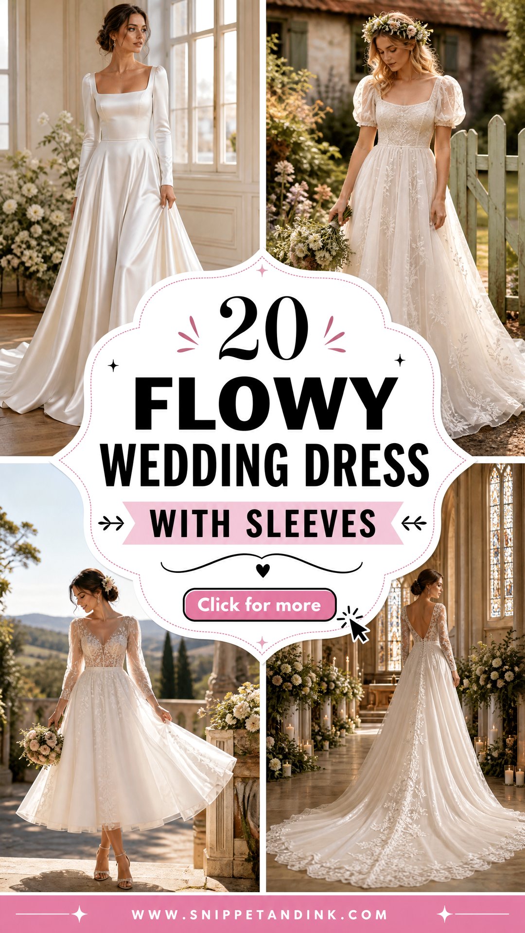20 Flowy Wedding Dress With Sleeves for Romantic Brides - 20 Flowy Wedding Dress With Sleeves for Romantic Brides