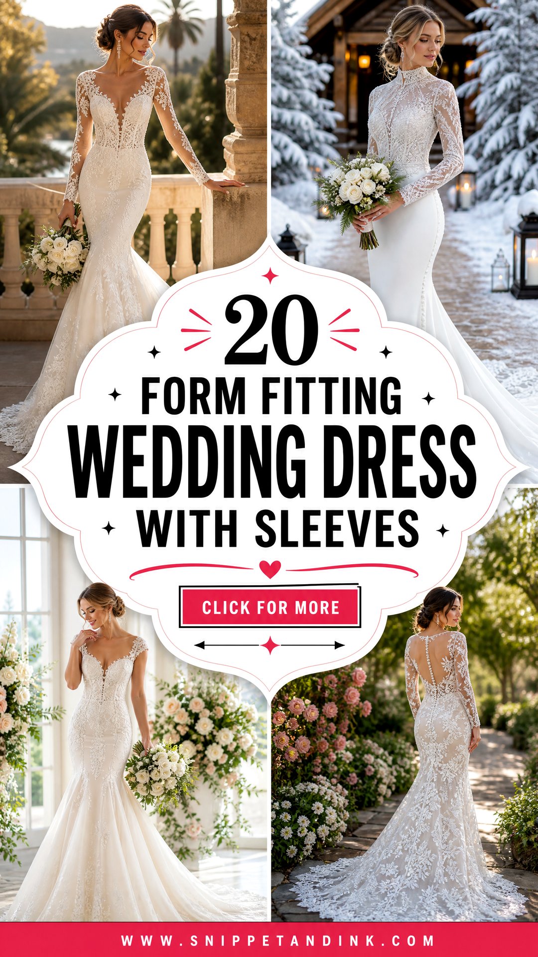 20 Form Fitting Wedding Dress With Sleeves for Chic Brides - 20 Form Fitting Wedding Dress With Sleeves for Chic Brides