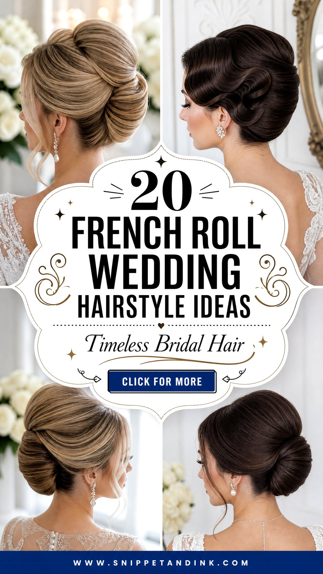 20 French Roll Wedding Hairstyle Ideas for Timeless Brides - 20 French Roll Wedding Hairstyle Ideas for Timeless Brides