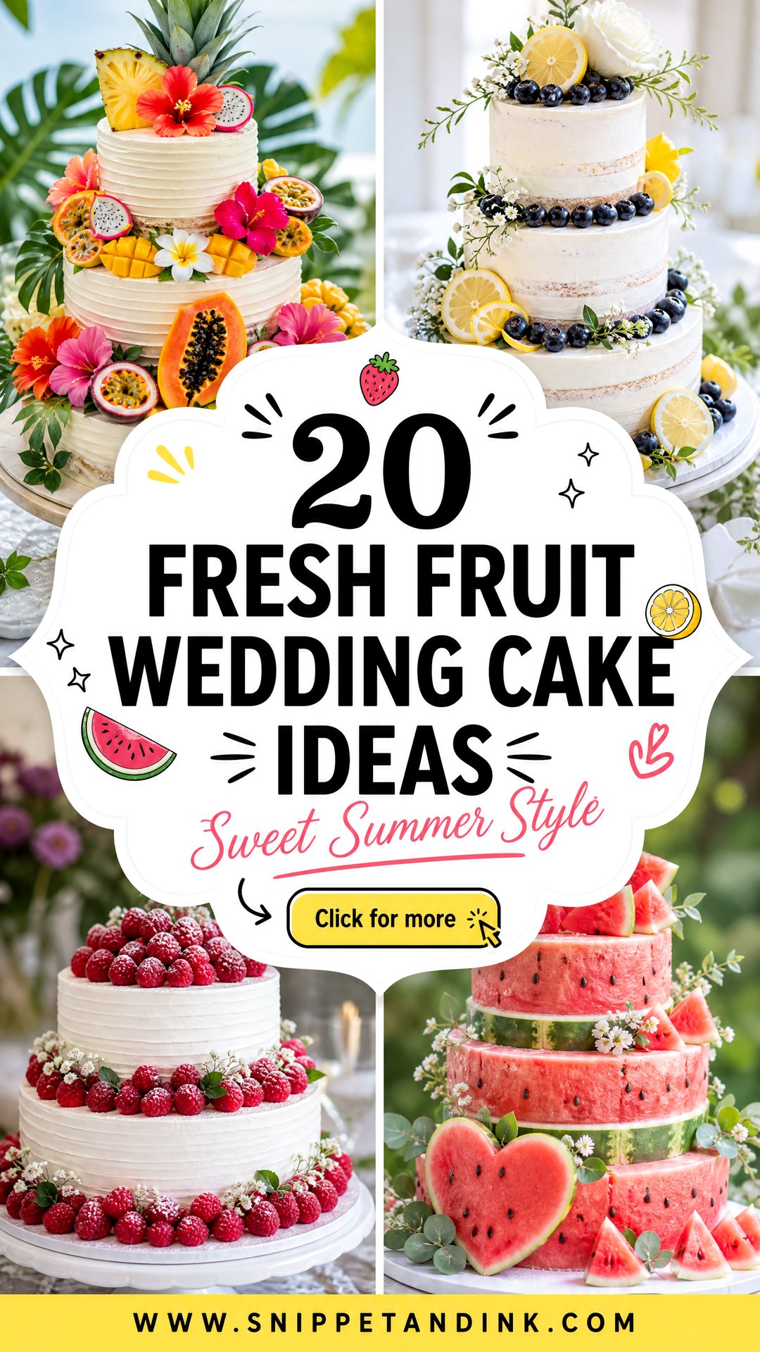 20 Fresh Fruit Wedding Cake Ideas for Sweet Summer Style - 20 Fresh Fruit Wedding Cake Ideas for Sweet Summer Style
