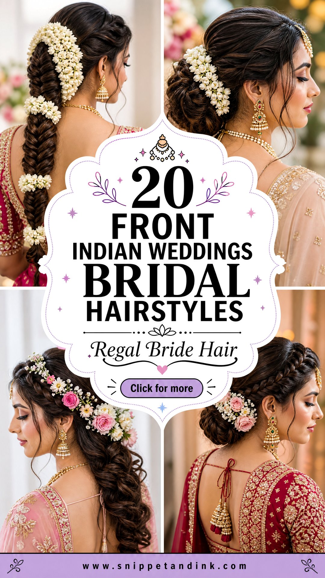 20 Front Indian Weddings Bridal Hairstyles for Regal Brides - 20 Front Indian Weddings Bridal Hairstyles for Regal Brides
