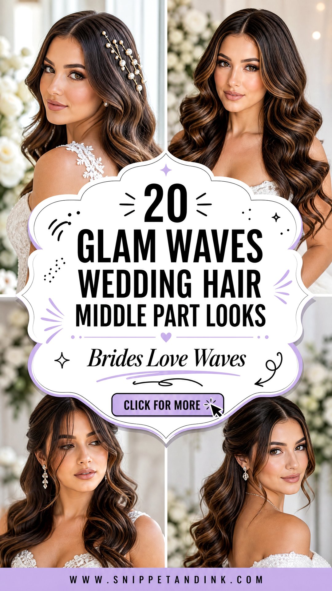 20 Glam Waves Wedding Hair Middle Part Looks Brides Love - 20 Glam Waves Wedding Hair Middle Part Looks Brides Love