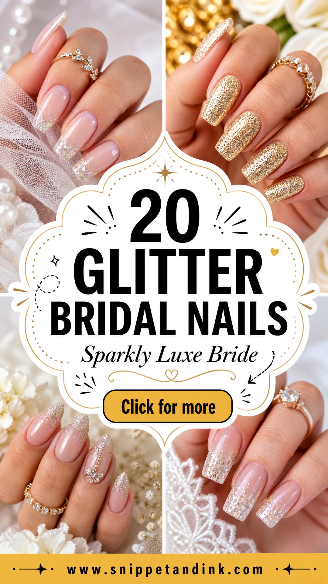 20 Glitter Bridal Nails for a Sparkly Luxe Bride Look - 20 Glitter Bridal Nails for a Sparkly Luxe Bride Look
