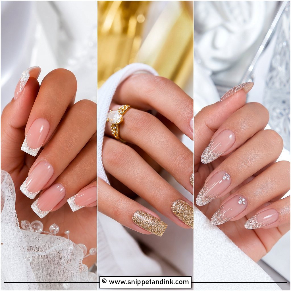 20 Glitter Bridal Nails for a Sparkly Luxe Bride Look