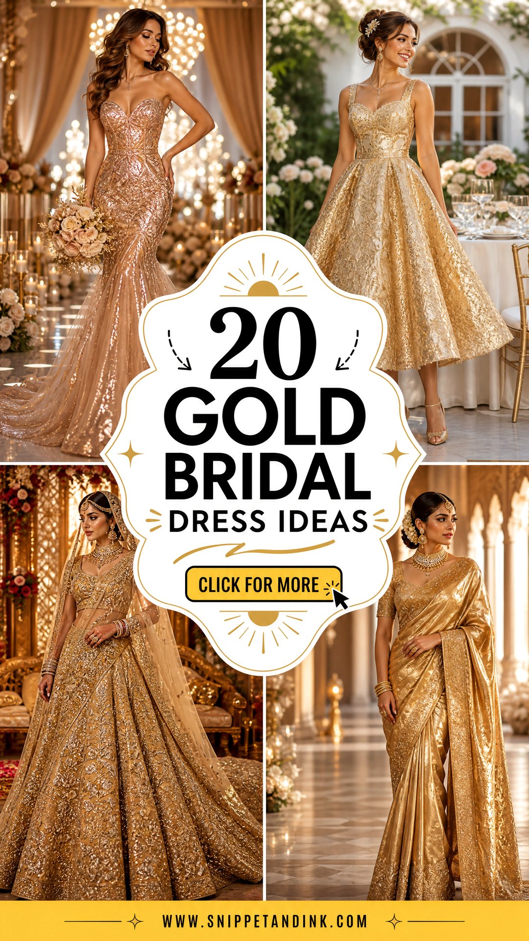 20 Gold Bridal Dress Ideas for a Radiant Modern Wedding-Day Look - 20 Gold Bridal Dress Ideas for a Radiant Modern Wedding-Day Look