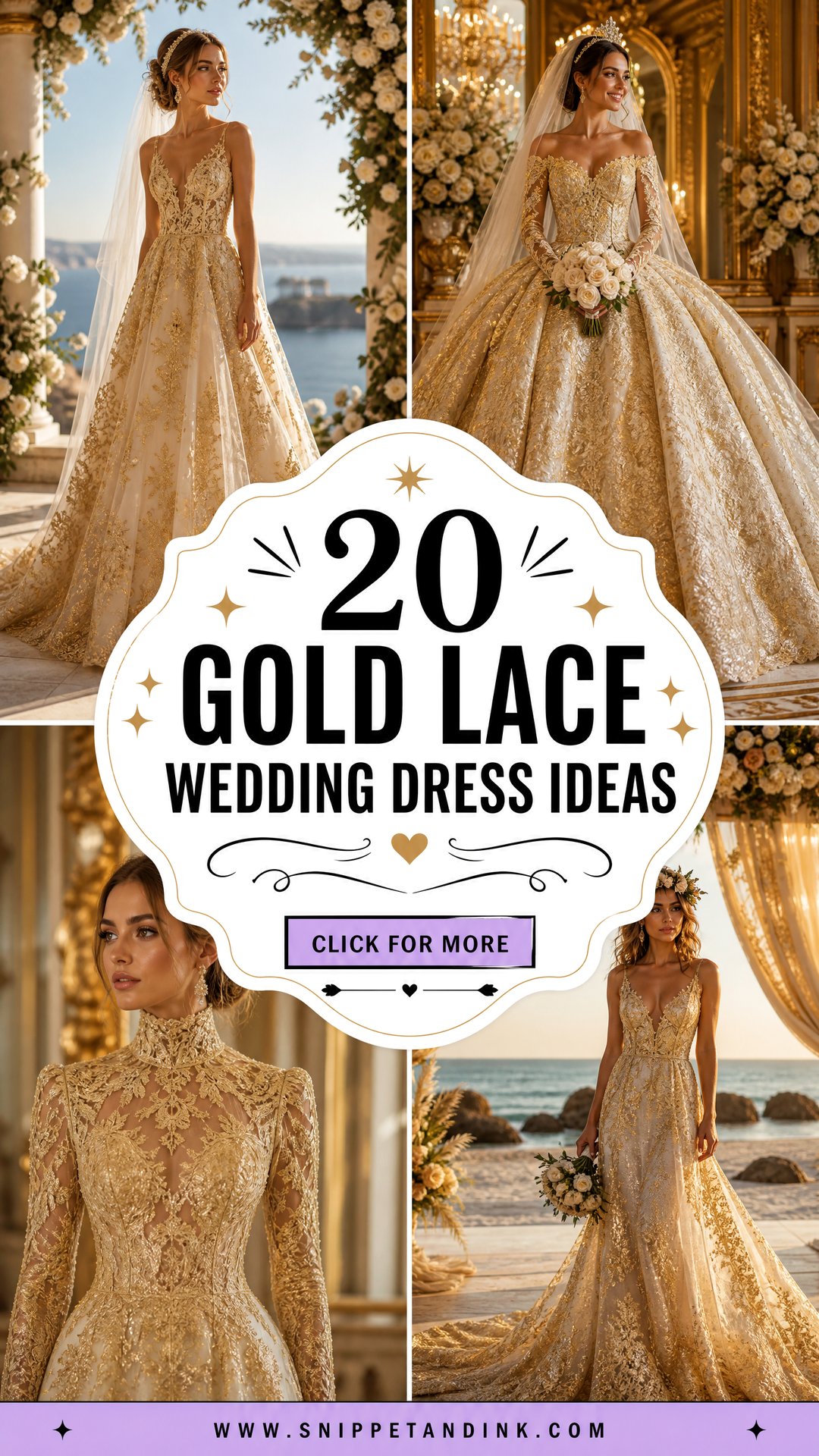 20 Gold Lace Wedding Dress Ideas for Glamorous Brides Today - 20 Gold Lace Wedding Dress Ideas for Glamorous Brides Today