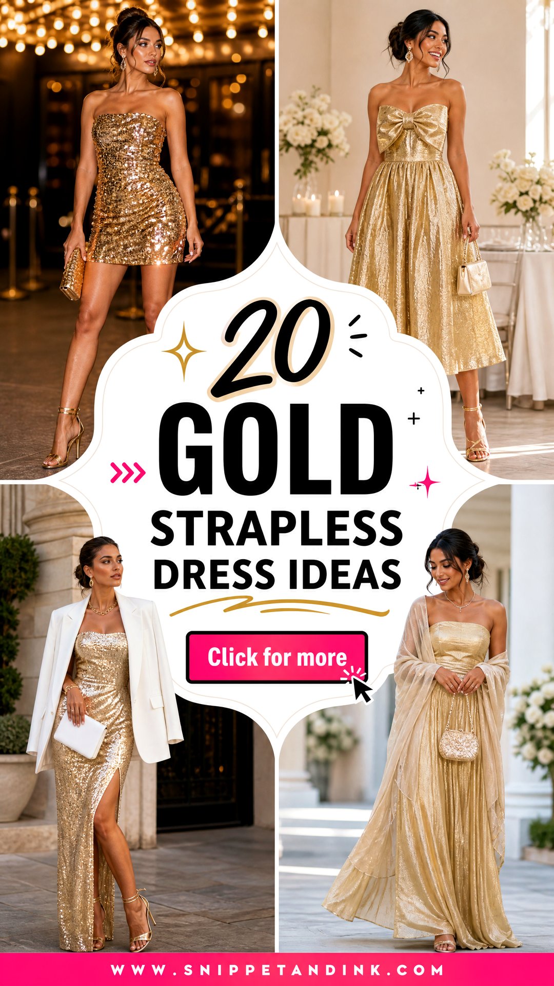 20 Gold Strapless Dress Ideas for Modern Glamorous Brides - 20 Gold Strapless Dress Ideas for Modern Glamorous Brides