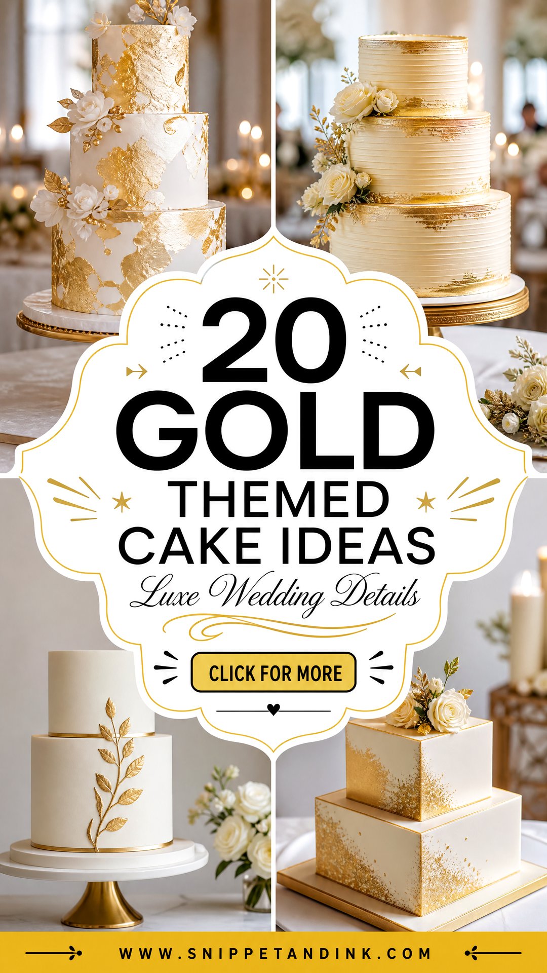 20 Gold Themed Cake Ideas for Wedding With Luxe Details - 20 Gold Themed Cake Ideas for Wedding With Luxe Details