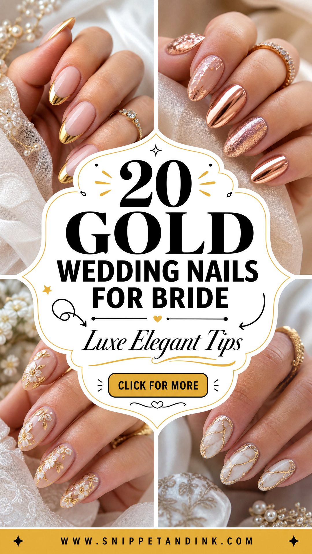 20 Gold Wedding Nails for Bride That Look Luxe and Elegant - 20 Gold Wedding Nails for Bride That Look Luxe and Elegant
