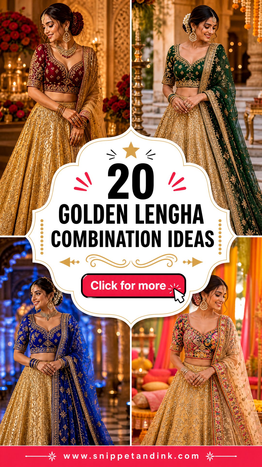 20 Golden Lengha Combination Ideas for Stylish Wedding Looks - 20 Golden Lengha Combination Ideas for Stylish Wedding Looks