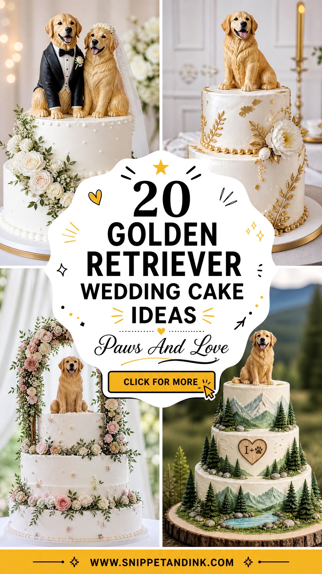 20 Golden Retriever Wedding Cake Ideas for Dog-Loving Couples - 20 Golden Retriever Wedding Cake Ideas for Dog-Loving Couples
