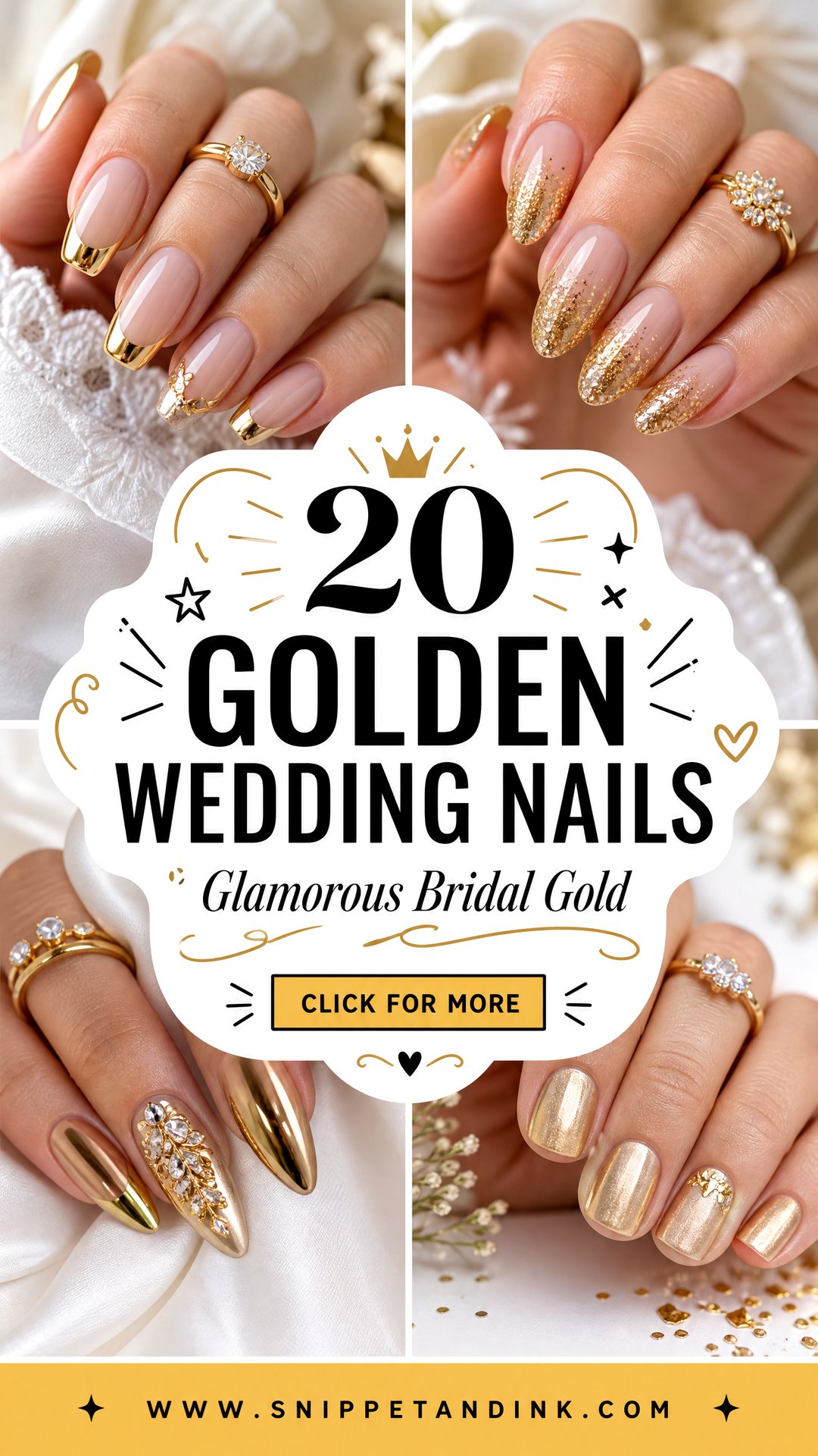 20 Golden Wedding Nails for Glamorous Brides and Guests - 20 Golden Wedding Nails for Glamorous Brides and Guests