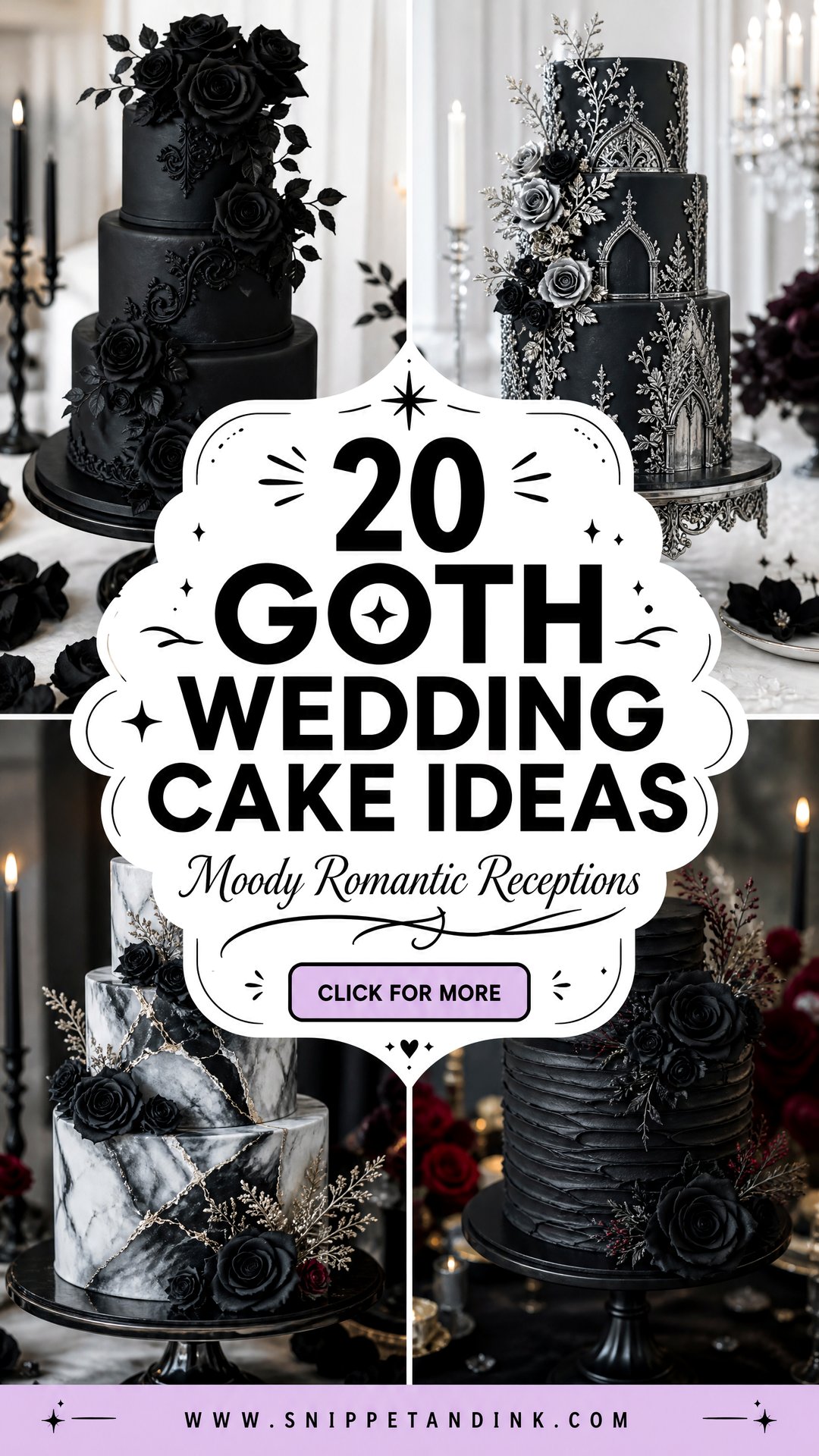 20 Goth Wedding Cake Ideas for Moody Romantic Receptions - 20 Goth Wedding Cake Ideas for Moody Romantic Receptions