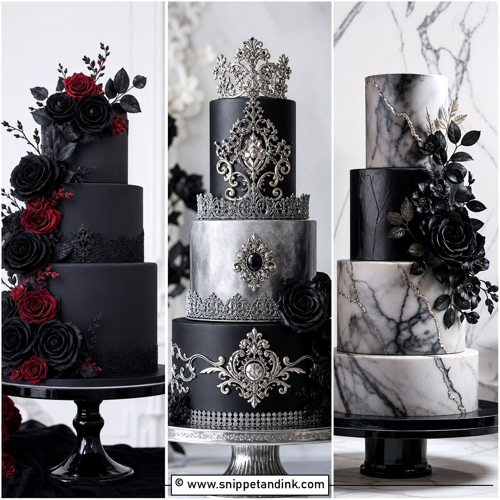 20 Goth Wedding Cake Ideas for Moody Romantic Receptions