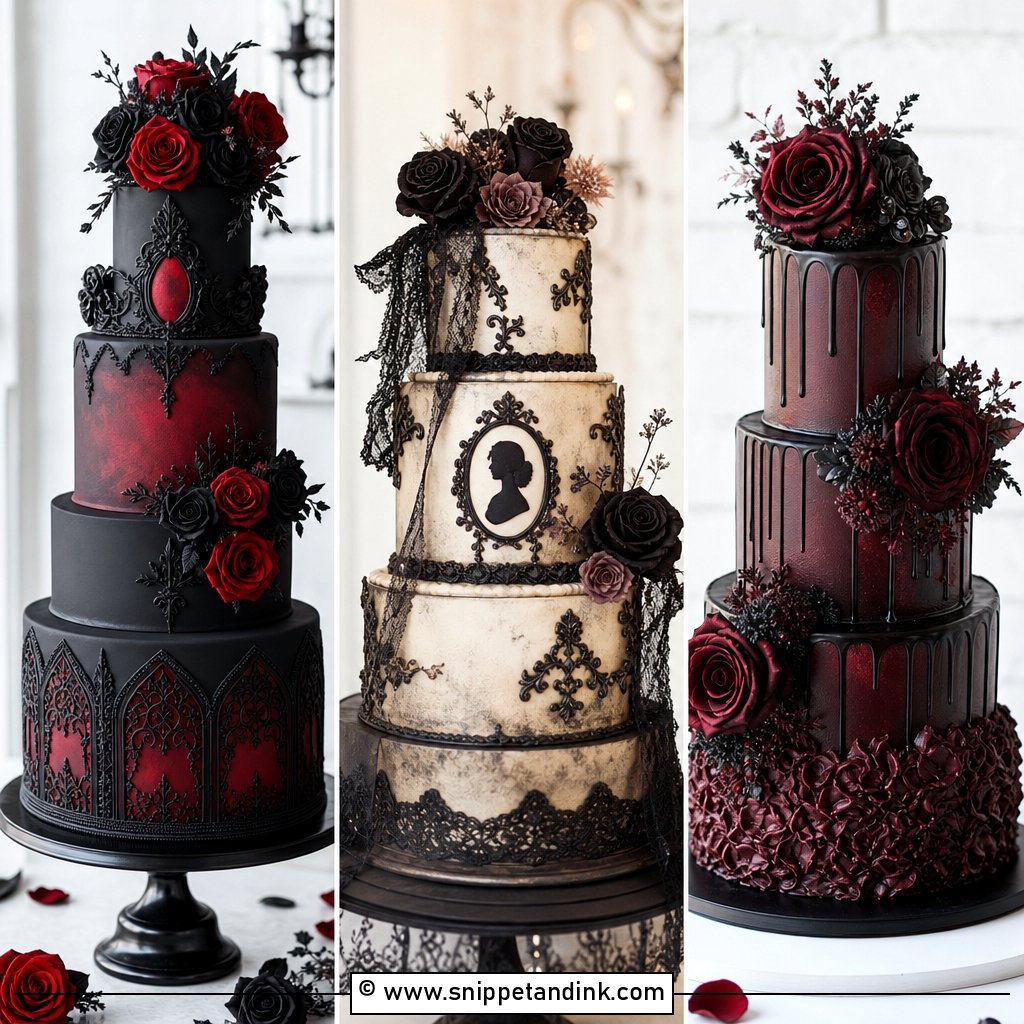 20 Gothic Wedding Cake Ideas for Moody Romantic Receptions