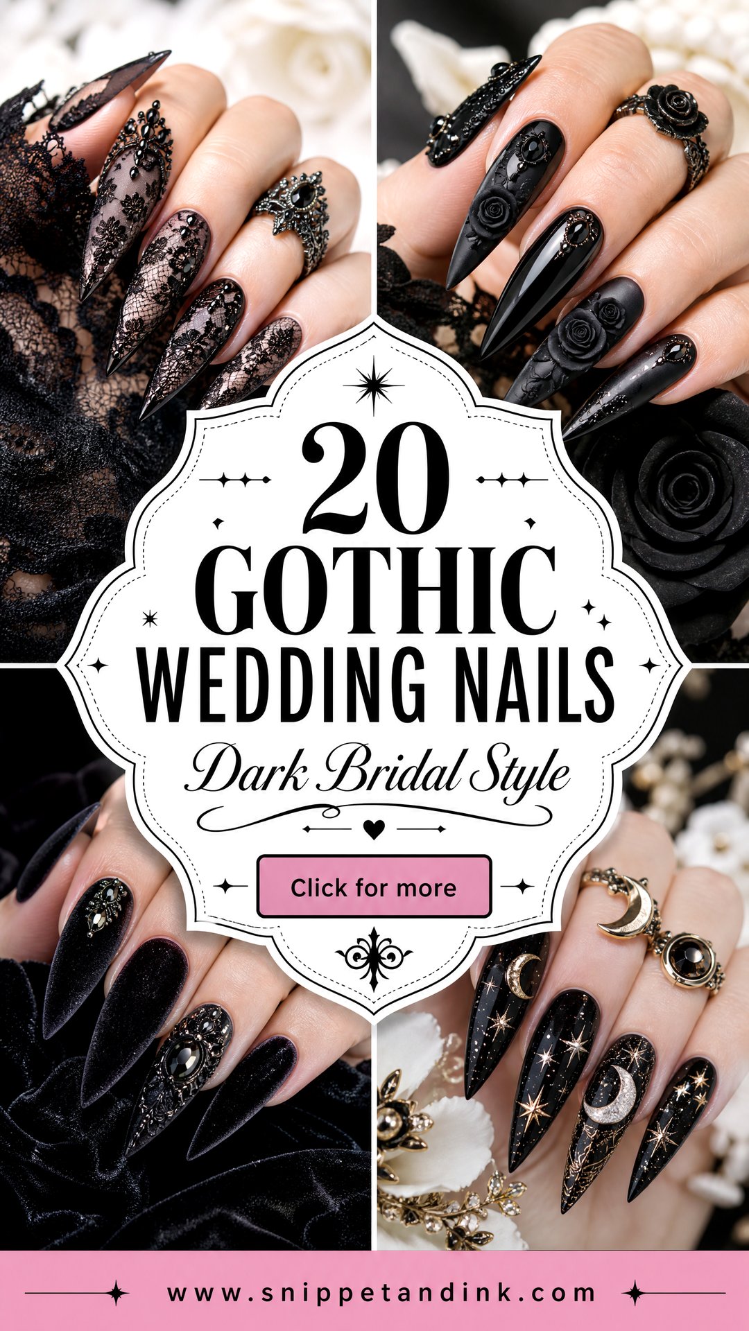 20 Gothic Wedding Nails for Dark Romantic Bridal Style Ideas - 20 Gothic Wedding Nails for Dark Romantic Bridal Style Ideas