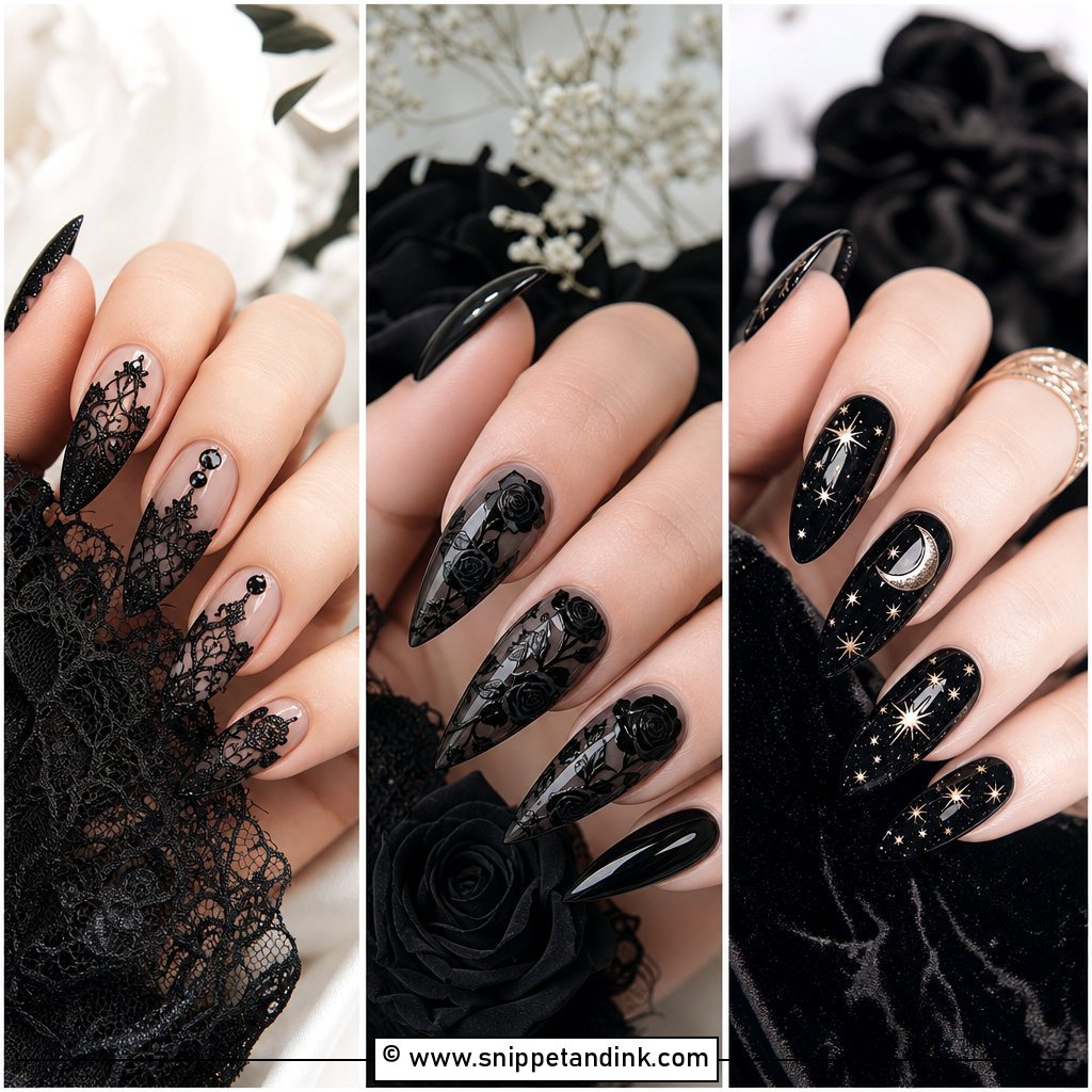 20 Gothic Wedding Nails for Dark Romantic Bridal Style Ideas