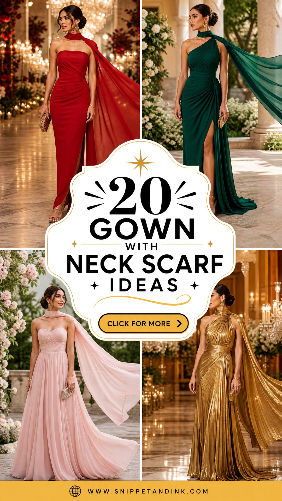 20 Gown with Neck Scarf Ideas for an Elegant Wedding Guest Look - 20 Gown with Neck Scarf Ideas for an Elegant Wedding Guest Look