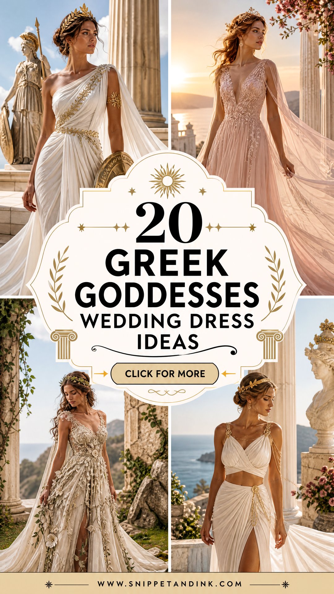 20 Greek Goddesses Wedding Dress Ideas for Mythic Bridal Style - 20 Greek Goddesses Wedding Dress Ideas for Mythic Bridal Style