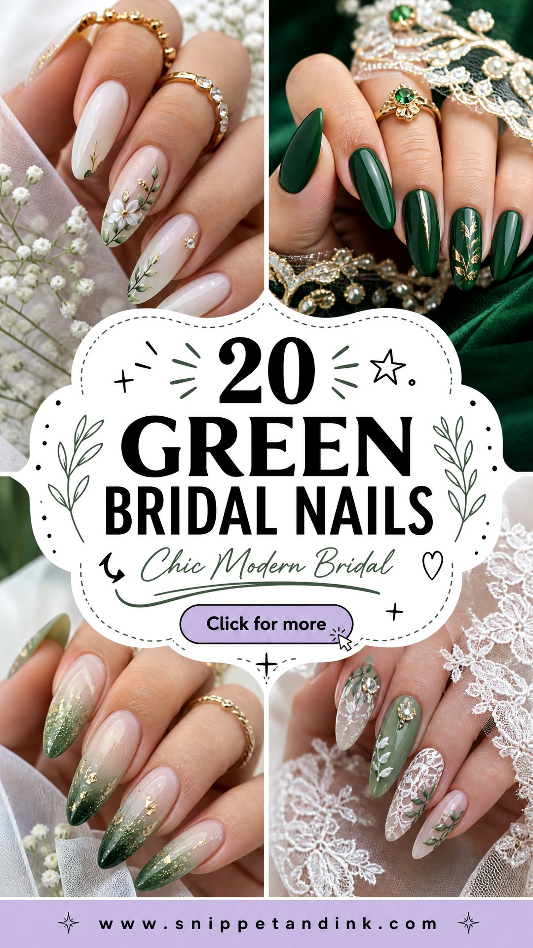 20 Green Bridal Nails for a Chic Modern Wedding Look Now - 20 Green Bridal Nails for a Chic Modern Wedding Look Now