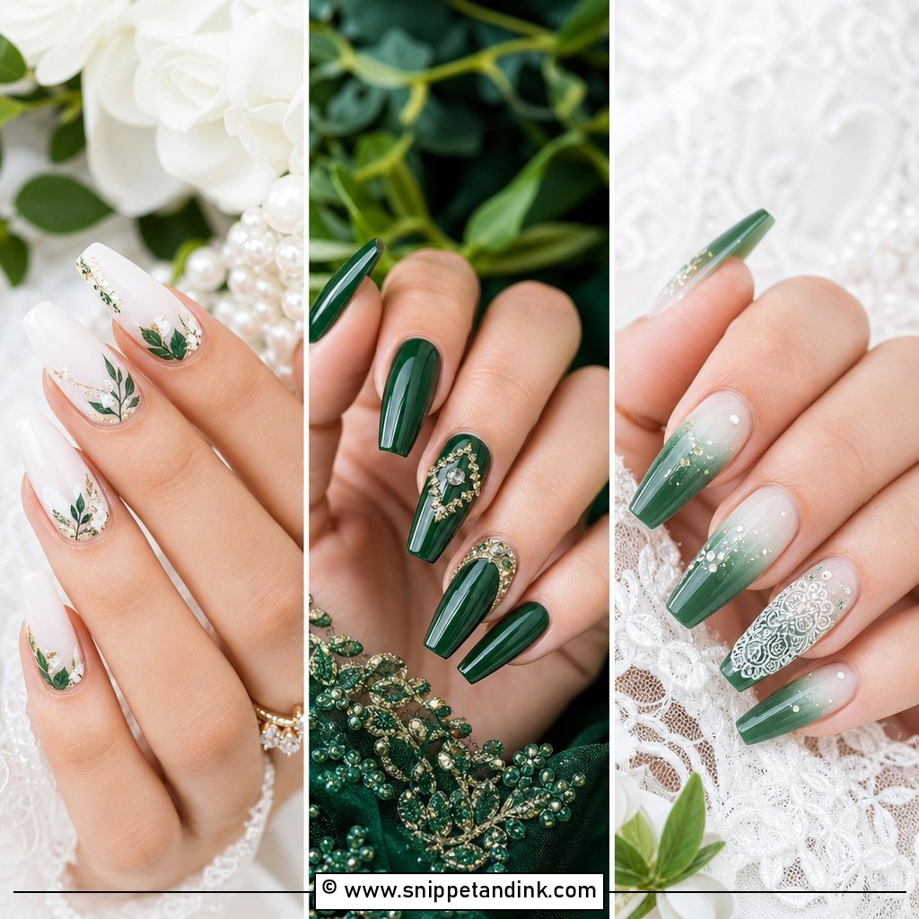 20 Green Bridal Nails for a Chic Modern Wedding Look Now