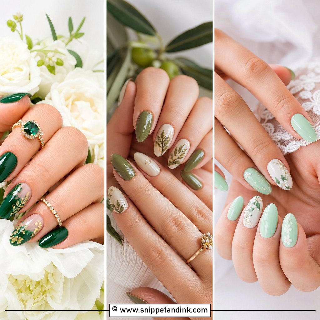 20 Green Nails for Wedding for Chic Brides and Guests