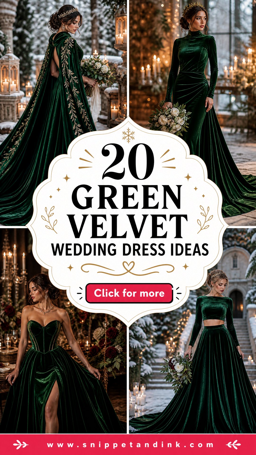 20 Green Velvet Wedding Dress Ideas for Luxe Winter Brides - 20 Green Velvet Wedding Dress Ideas for Luxe Winter Brides
