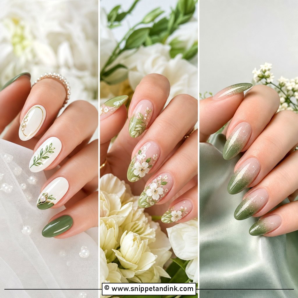 20 Green Wedding Nails for Bride Looks With Fresh Glam